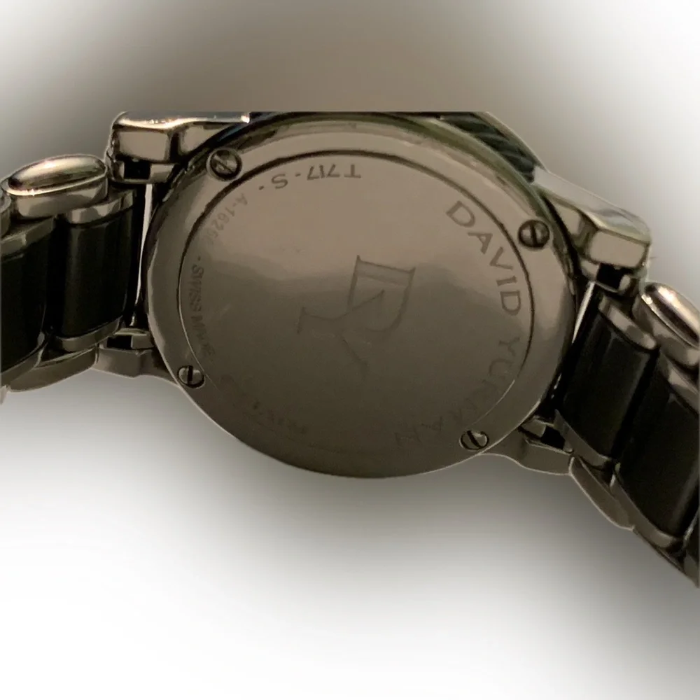 David Yurman Classic Stainless Steel Ceramic And Diamond Watch.  Retail $4,500 - Picture 2 of 10
